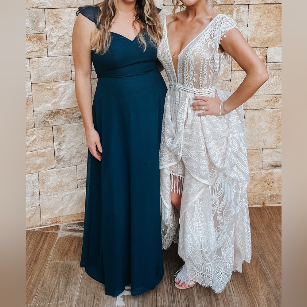 Azazie Everett Size A12 Bridesmaid dress Dark Navy